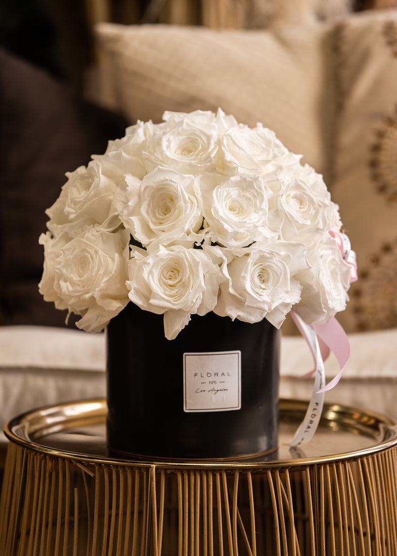 NO.200 - ETERNAL WHITE ROSES IN CERAMIC POT [V] - order in Flower Shop N5 LA