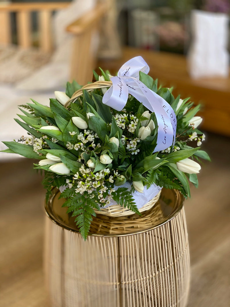NO.271 - Tulips & Wax Flowers basket - order in Flower Shop N5 LA