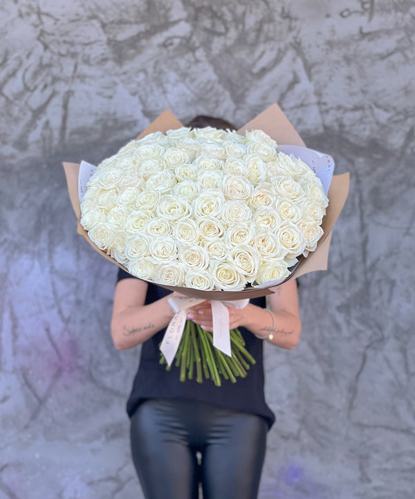 NO.115 - Classic white roses Bouquet - order in Flower Shop N5 LA